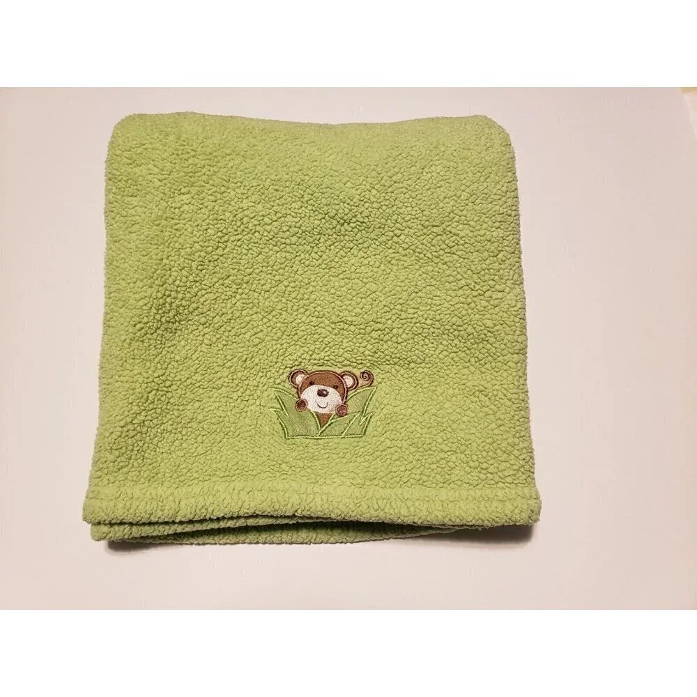 NoJo Making Miracles Green Baby Blanket 30 x 40 Monkey Jungle Boy Girl